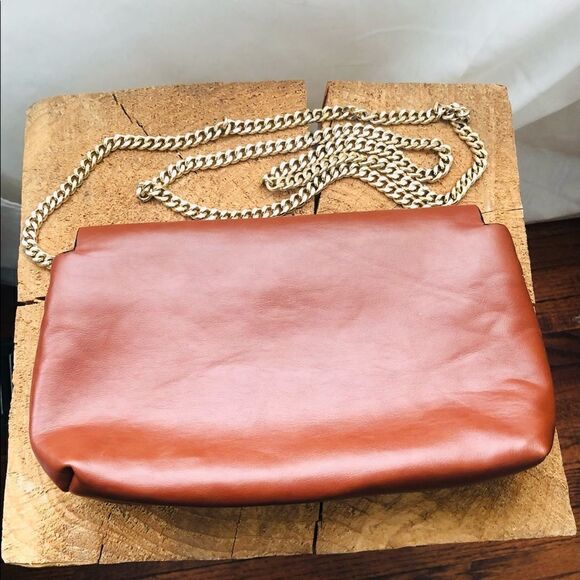 Zara Trafaluc Cognac Colour Crossbody Purse W/ Gold Chain - Picture 2 of 5